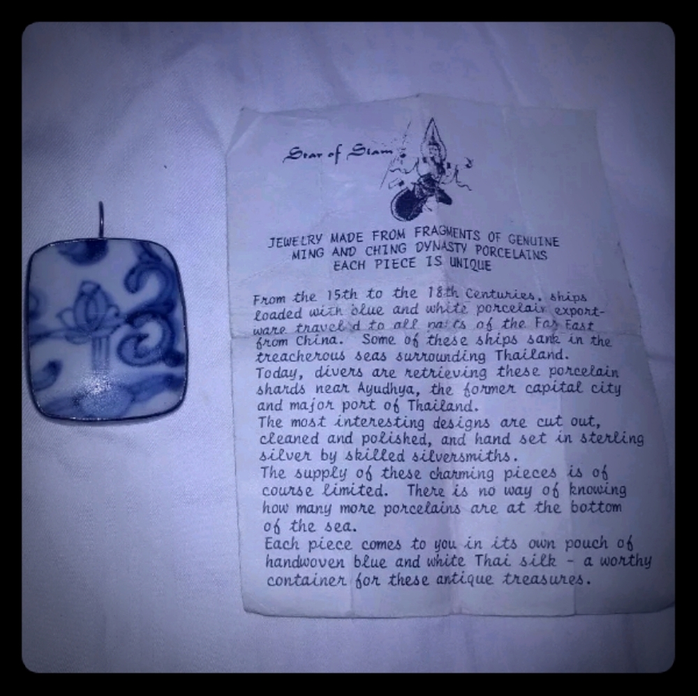 Vintage Ming Dynasty Porcelain Fragment Pendant